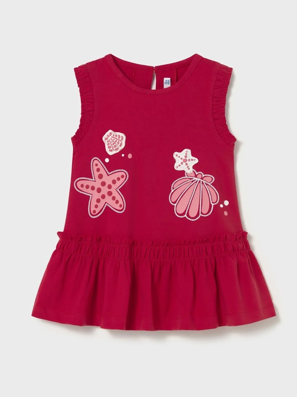 Mayoral Girls Red Ruffle Hem Sea Shell Dress